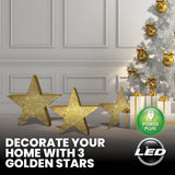 SAS Electrical 3PCE 3D Gold Stars Display Various Sizes Cool White Lighting