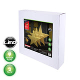 SAS Electrical 3PCE 3D Gold Stars Display Various Sizes Cool White Lighting