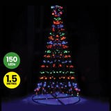 Christmas By Sas 1.5m Solar Powered Tree With Star Metal Frame 150 LED Bulbs