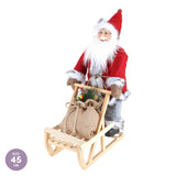 Christmas By Sas 45cm x 30cm Santa & Wooden Sleigh Decorative Statue Intricate Details