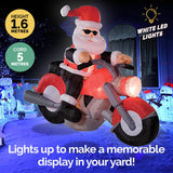 Christmas By Sas 1.6m Santa & Motorbike Built-In Blower Bright LED Lighting