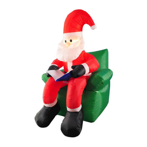 Christmas By Sas 1.9m Santa & His Reading Chair Self Inflating LED Lighting