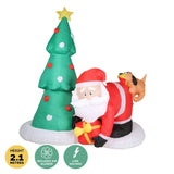 Christmas By Sas 2m Santa Puppy & Tree Built-In Blower Bright LED Lighting