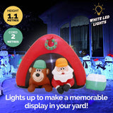 Christmas By Sas 1.8m Santa & Bear Camping Built-In Blower LED Lighting