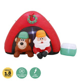 Christmas By Sas 1.8m Santa & Bear Camping Built-In Blower LED Lighting