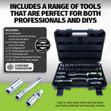 Taipan&reg; 32PCE Ratchet Socket Set & Case Premium Quality Chrome Vanadium Steel