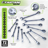 Taipan&reg; 11PCE Ratcheting Spanner Set Premium Quality Chrome Vanadium Steel