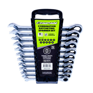 Taipan® 11PCE Ratcheting Spanner Set Premium Quality Chrome Vanadium Steel