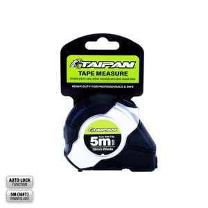 Taipan® 5m Tape Measure Auto Lock Function Shock Absorbent Rubber Case