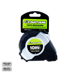 Taipan® 10m Tape Measure Auto Lock Function Shock Absorbent Rubber Case