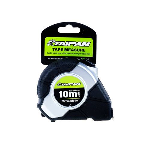 Taipan&reg; 10m Tape Measure Auto Lock Function Shock Absorbent Rubber Case