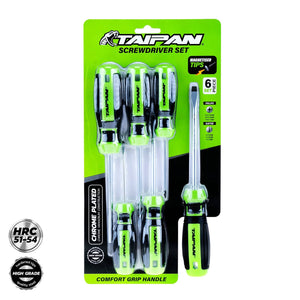 Taipan® 6PCE Screwdriver Set Magnetic Tips Chrome Steel Plated Construction