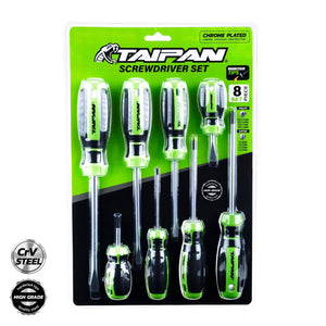 Taipan® 8PCE Screwdriver Set Magnetic Tips Chrome Steel Plated Construction