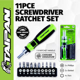 Taipan&reg; 11PCE Screwdriver Ratchet Set Premium Quality Chrome Vanadium Steel