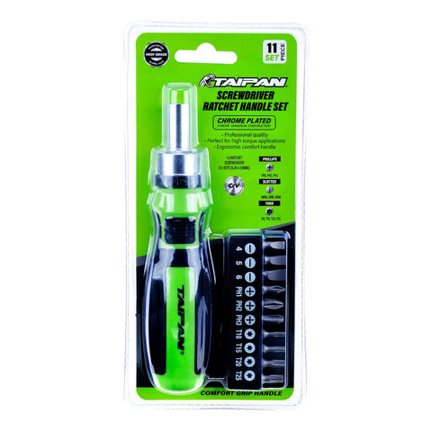 Taipan&reg; 11PCE Screwdriver Ratchet Set Premium Quality Chrome Vanadium Steel