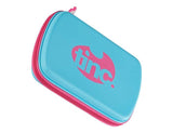 Two-Colour Hard Top Pencil Case : Blue With Pink Zip