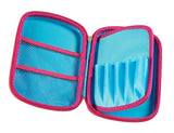 Two-Colour Hard Top Pencil Case : Blue With Pink Zip