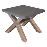 Stony 60cm Square Lamp Table with Concrete Top - Grey