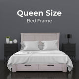 Foxglove Bed Frame Queen Size Timber Mattress Base With Storage Drawers - White