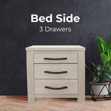 Foxglove Bedside Tables 3 Drawers Storage Cabinet Shelf Side End Table - White