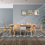 Emilio 9pc 210cm Dining Table Set Fabric Chair Solid Ash Wood Oak