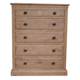 Jade Tallboy 5 Chest of Drawers Bed Storage Cabinet Stand - Natural