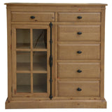 Jade Tallboy 6 Chest of Drawers 1 Door Bed Storage Cabinet Stand - Natural