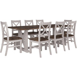 Erica 9pc Dining Set 240cm Table 8 Chair Solid Acacia Wood Timber Brown White