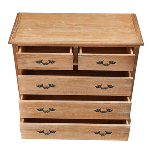 Bali Tallboy 5 Chest of Drawers Storage Cabinet Oak