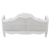 Alice King Size Bed Frame Rattan Timber Wood Mattress Base Distressed White