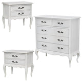 Alice 3pc Set 2 Bedside Tallboy Storage Cabinet Side End Table Distressed White