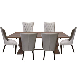 Florence  7pc Dining Table Set 180cm with 6 Fabric Chair French Provincial