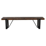 Rustica 150cm Seat Bench with Metal Leg Pine Wood Top Black