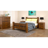 Umber Bed Frame Queen Size Mattress Base Solid Pine Timber Wood - Dark Brown