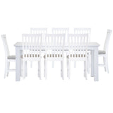 Laelia 9pc Dining Set 220cm Table 8 Chair Acacia Wood Coastal Furniture - White