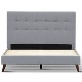 Volga King Single Bed Platform Frame Fabric Upholstered Mattress Base - Grey