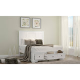 Celosia Queen Size Bed Frame Timber Mattress Base With Storage Drawers - White