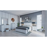 Celosia 5pc King Bed Frame Bedroom Suite Bedside Dresser Mirror Package - White