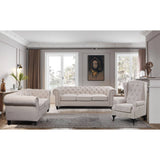 Mellowly 3 Seater Sofa Fabric Uplholstered Chesterfield Lounge Couch - Beige