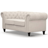 Mellowly 2 Seater Sofa Fabric Uplholstered Chesterfield Lounge Couch - Beige