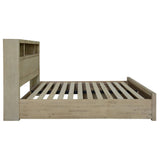 Brunet Bed Frame King Size Timber Mattress Base With Storage Drawers Brush Smoke