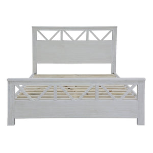 Myer Queen Size Bed Frame Solid Timber Wood Mattress Base White Wash