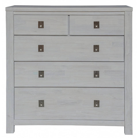 Myer Tallboy 5 Chest of Drawers Storage Cabinet White Wash