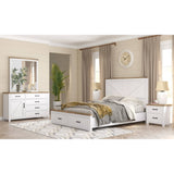 Grandy Bed Frame Quen Size Timber Mattress Base With Storage Drawer White Brown