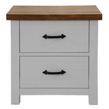 Grandy Set of 2 Bedside Table 2 Drawers Storage Cabinet Nightstand White Brown