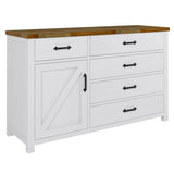 Grandy Dresser 5 Chest of Drawers 1 Door Bed Storage Cabinet White Brown