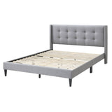 Delilah King Bed Tufted Button Headboard Fabric Upholstered - Light Grey