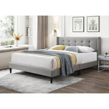 Delilah King Bed Tufted Button Headboard Fabric Upholstered - Light Grey