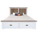 Fiona Bed Frame King Size Timber Mattress Base With Storage Drawers White Grey