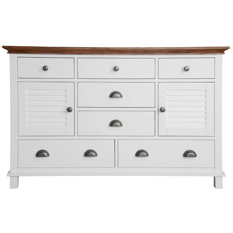 Virginia Dresser 7 Chest of Drawers Solid Wood Tallboy Cabinet - White